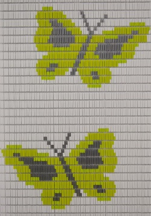 Kunststoff-Fliegenvorhang mit 2 gelben Schmetterlingen 